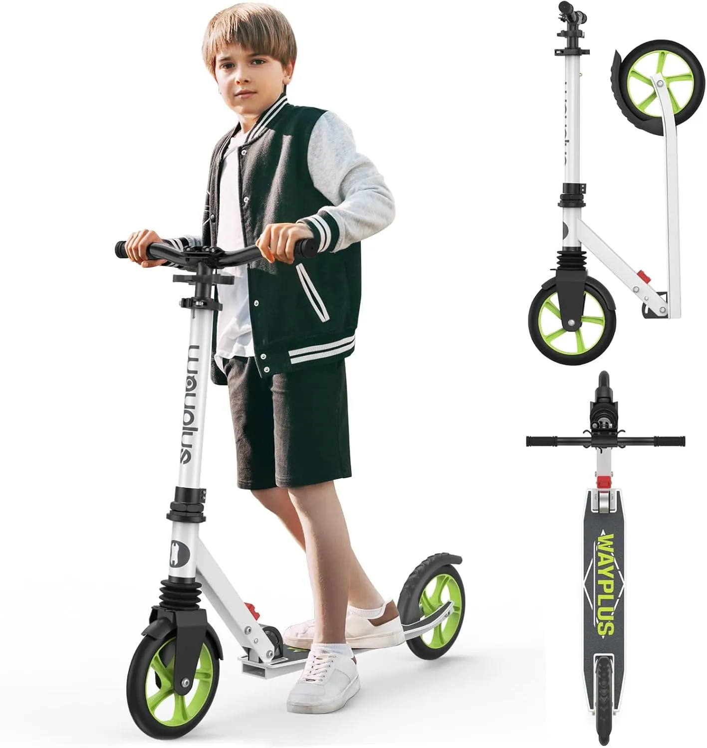 Kick Scooter for Ages 6 ,Kid, Teens & Adults. Max Load 240 LBS. Foldable, Lightweight, 8IN Big Wheels for Kids, Teen and Adults, 4 Adjustable Levels. Bearing ABEC9