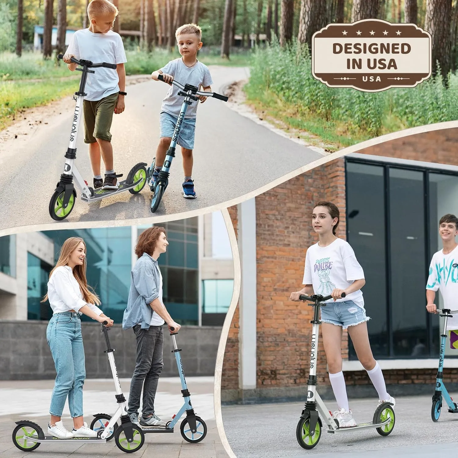 Kick Scooter for Ages 6 ,Kid, Teens & Adults. Max Load 240 LBS. Foldable, Lightweight, 8IN Big Wheels for Kids, Teen and Adults, 4 Adjustable Levels. Bearing ABEC9