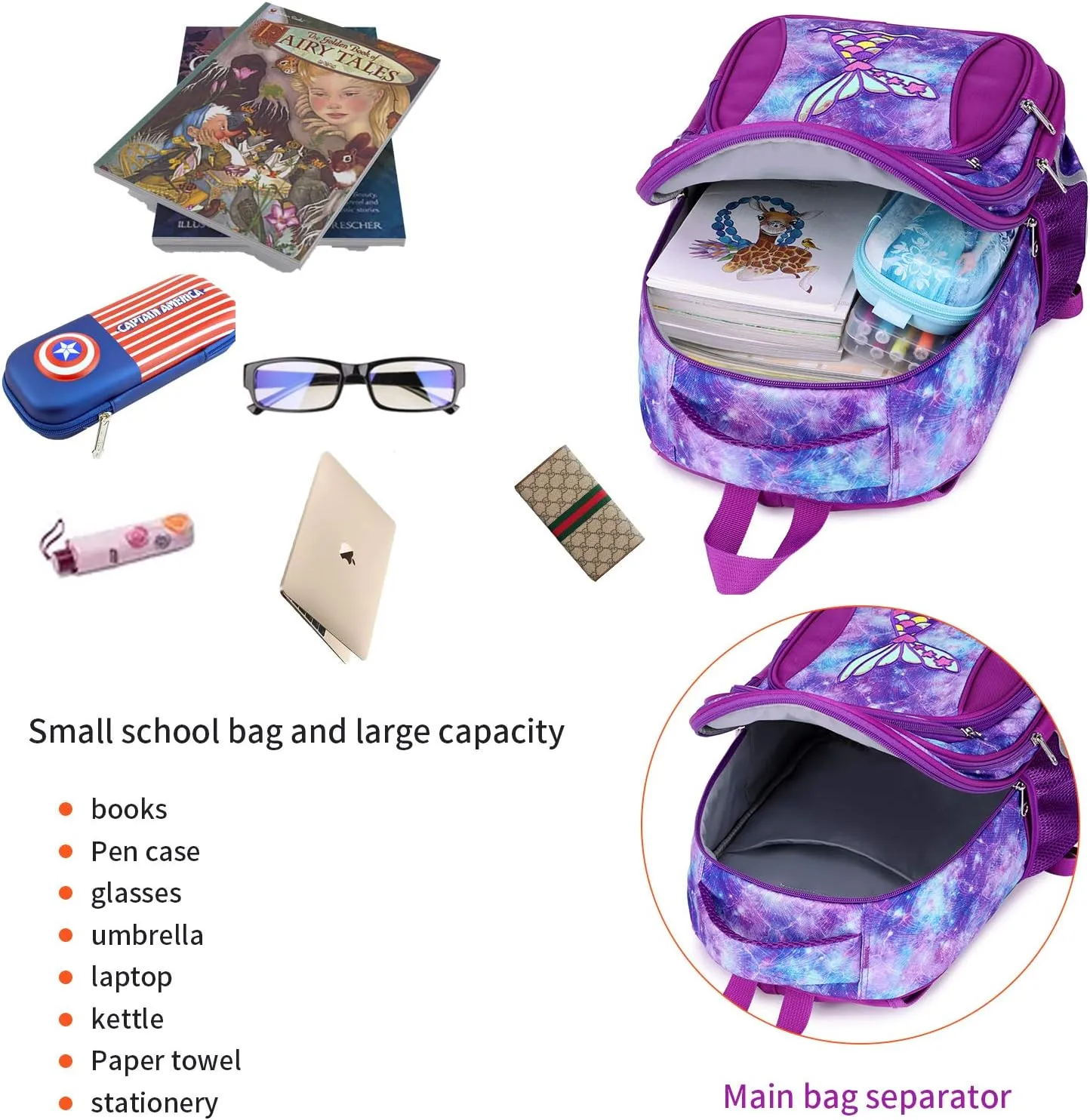 Kids Backpack for Girls Preschool Elementary Kindergarten School Bag 15.6″ Multifunctional Cute Large Capacity