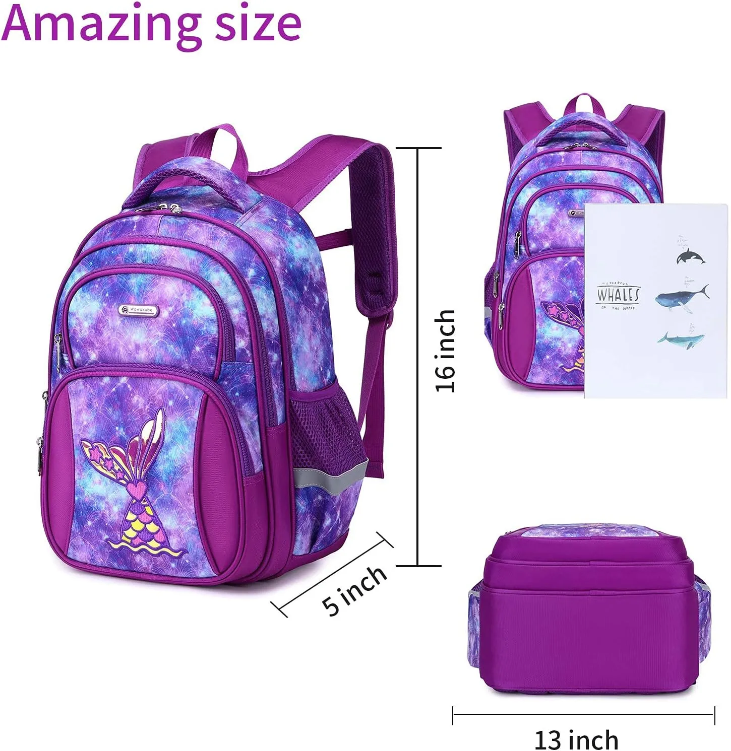 Kids Backpack for Girls Preschool Elementary Kindergarten School Bag 15.6″ Multifunctional Cute Large Capacity