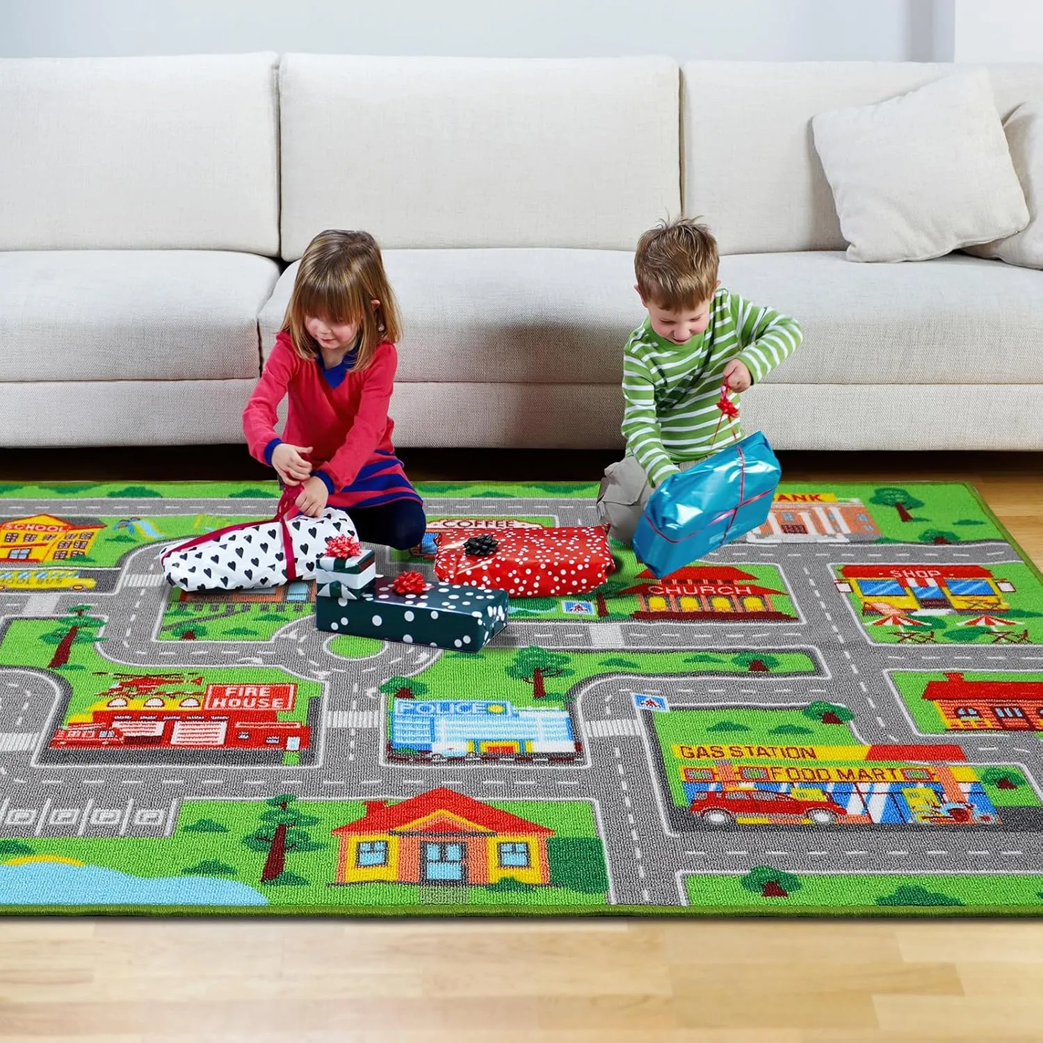 Kids Carpet Playmat Rug 78.7inx59in, Car Rug for Kids Cars, Non-Slip Town City Road Map Kids Rug for Playroom Bedroom Boys, Kids Car Mat Road Rug, Track Rug Car Play Rug for Kids (78.7X59 INCH)