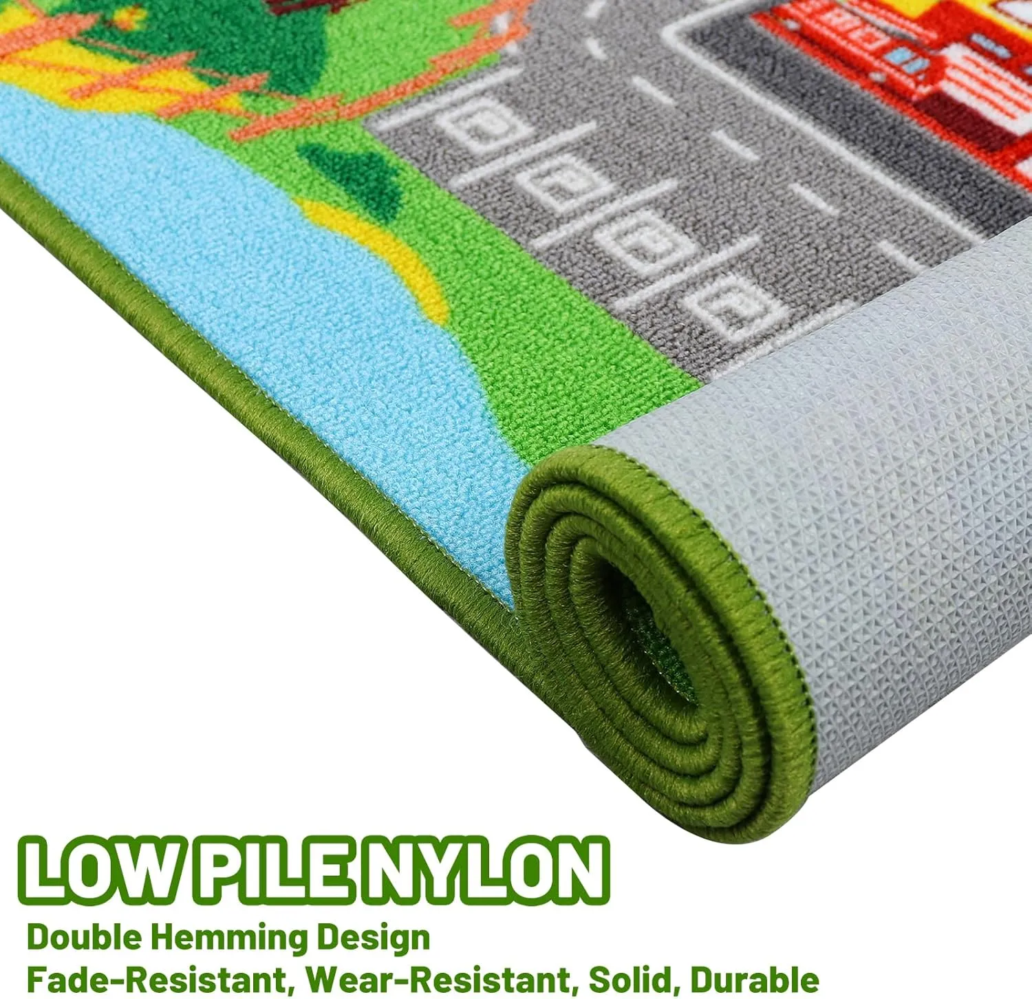 Kids Carpet Playmat Rug 78.7inx59in, Car Rug for Kids Cars, Non-Slip Town City Road Map Kids Rug for Playroom Bedroom Boys, Kids Car Mat Road Rug, Track Rug Car Play Rug for Kids (78.7X59 INCH)