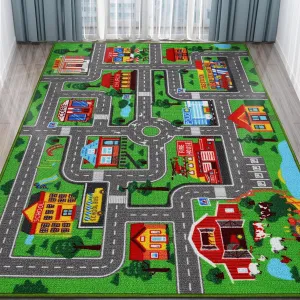 Kids Carpet Playmat Rug 78.7inx59in, Car Rug for Kids Cars, Non-Slip Town City Road Map Kids Rug for Playroom Bedroom Boys, Kids Car Mat Road Rug, Track Rug Car Play Rug for Kids (78.7X59 INCH)