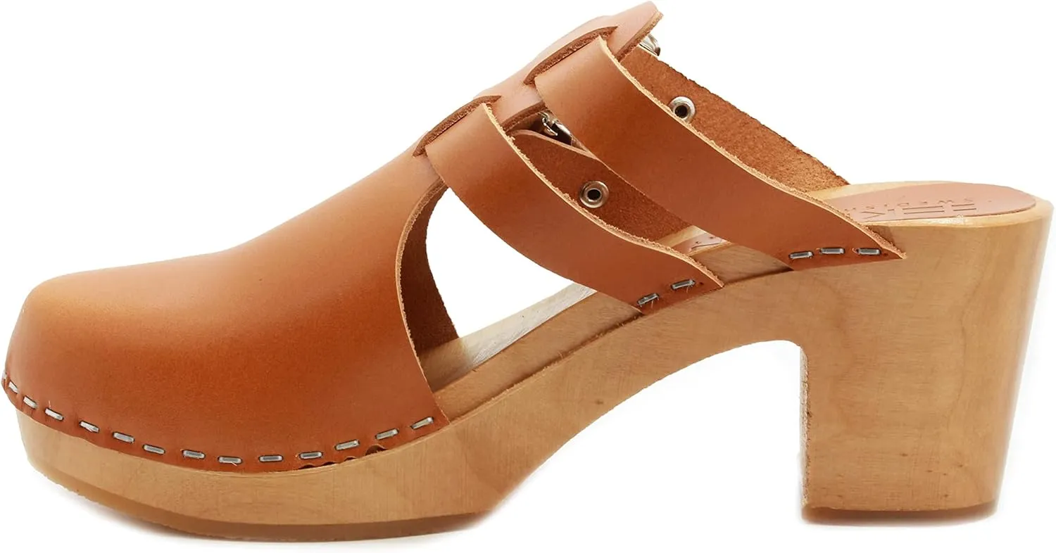 KLÄGN Swedish Wooden Mid-Heel Clogs