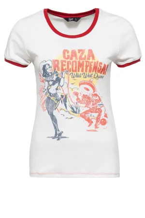 Kontrast Shirt mit Cartoon Print im Vintage Style «Caza»