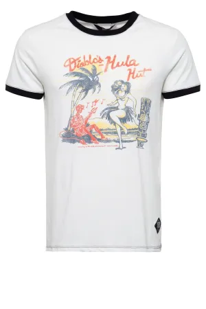 Kontrast T-Shirt aus reiner Baumwolle mit Pin Up Print «Diablos Hula»