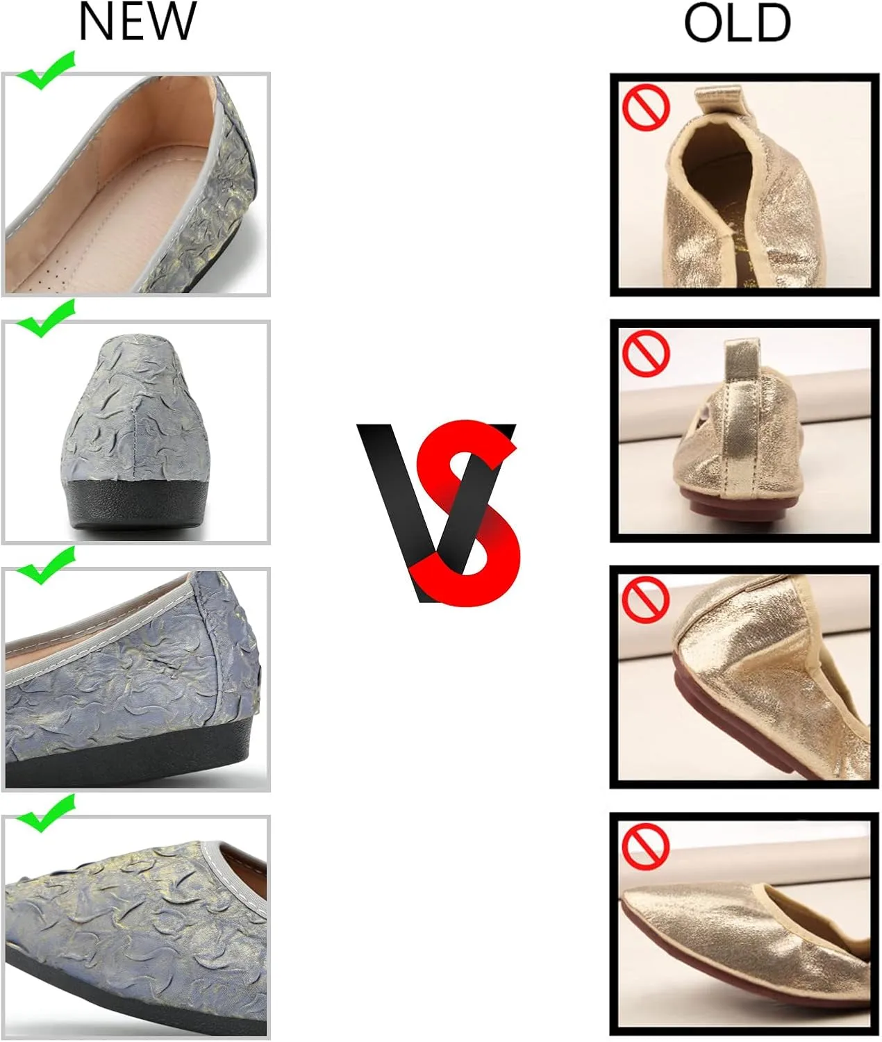 KUNWFNIX Women Ballet Flats Rhinestone Wedding Ballerina Shoes Foldable Sparkly Comfort Slip on Flat Shoes