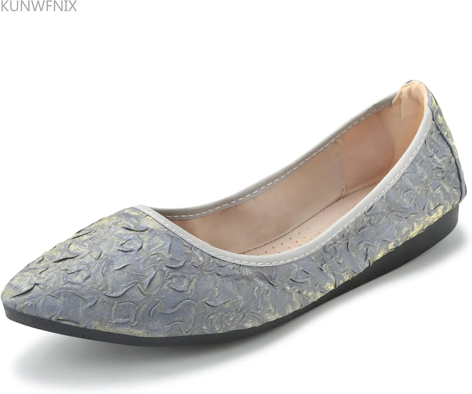 KUNWFNIX Women Ballet Flats Rhinestone Wedding Ballerina Shoes Foldable Sparkly Comfort Slip on Flat Shoes