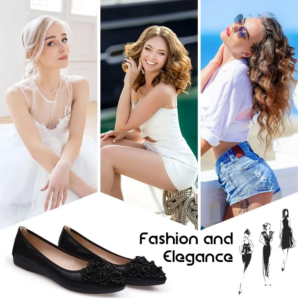KUNWFNIX Women Ballet Flats Rhinestone Wedding Ballerina Shoes Foldable Sparkly Comfort Slip on Flat Shoes