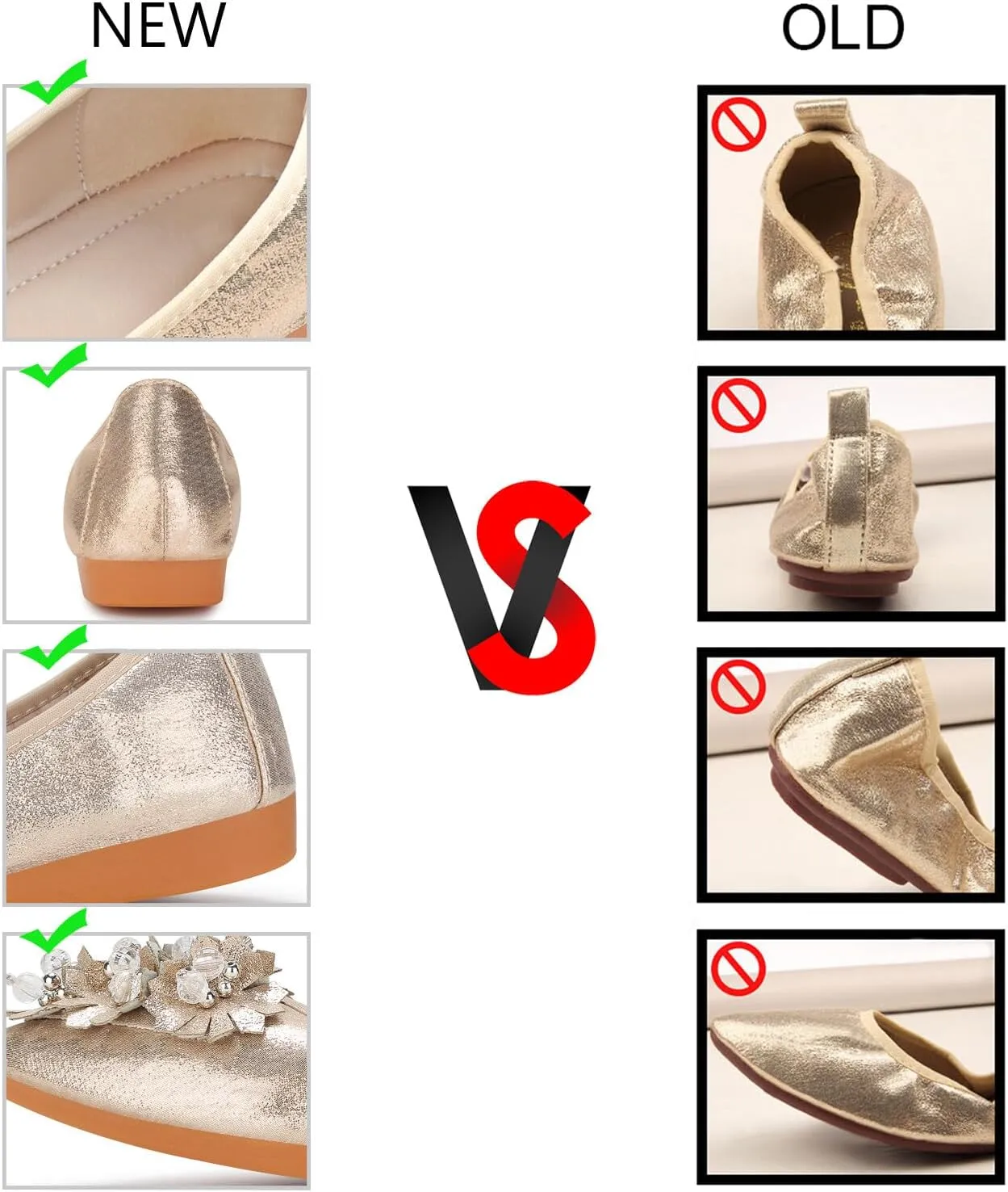 KUNWFNIX Women Ballet Flats Rhinestone Wedding Ballerina Shoes Foldable Sparkly Comfort Slip on Flat Shoes