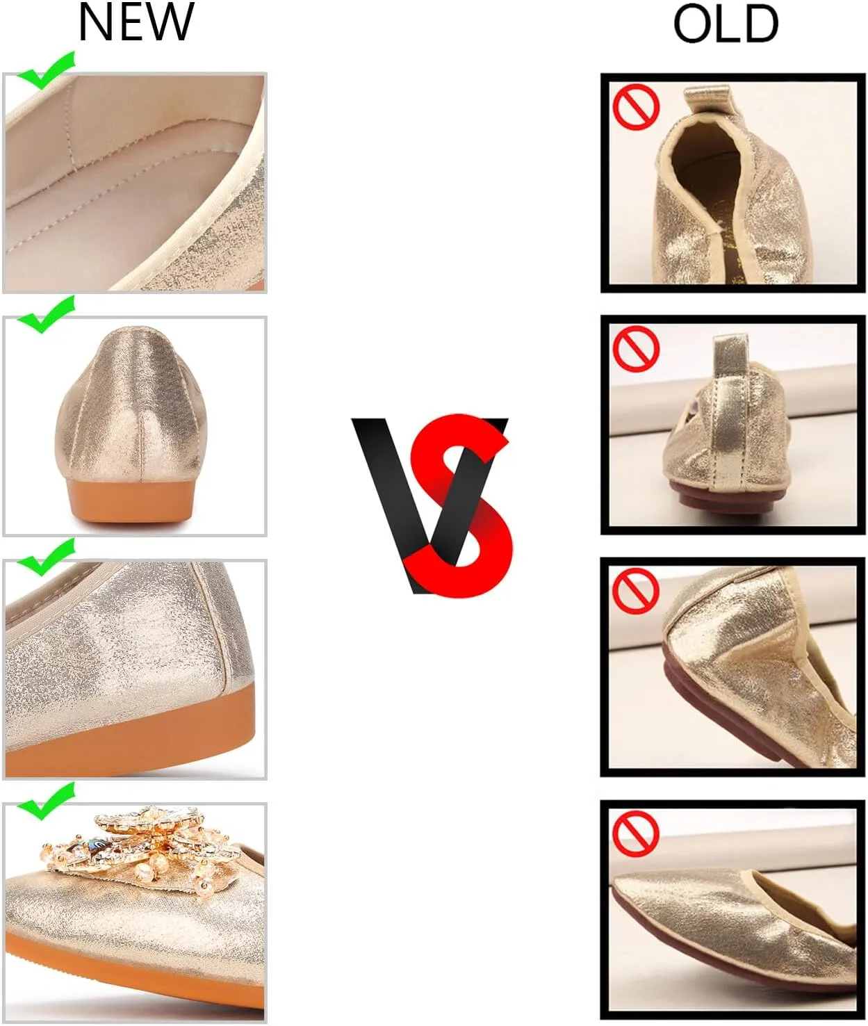 KUNWFNIX Women's Ballet Flats Foldable Classic Crown Rhinestone Slip On Flowers PU Leather Pointed Toe Comfort Flat Casual Dress Shoes