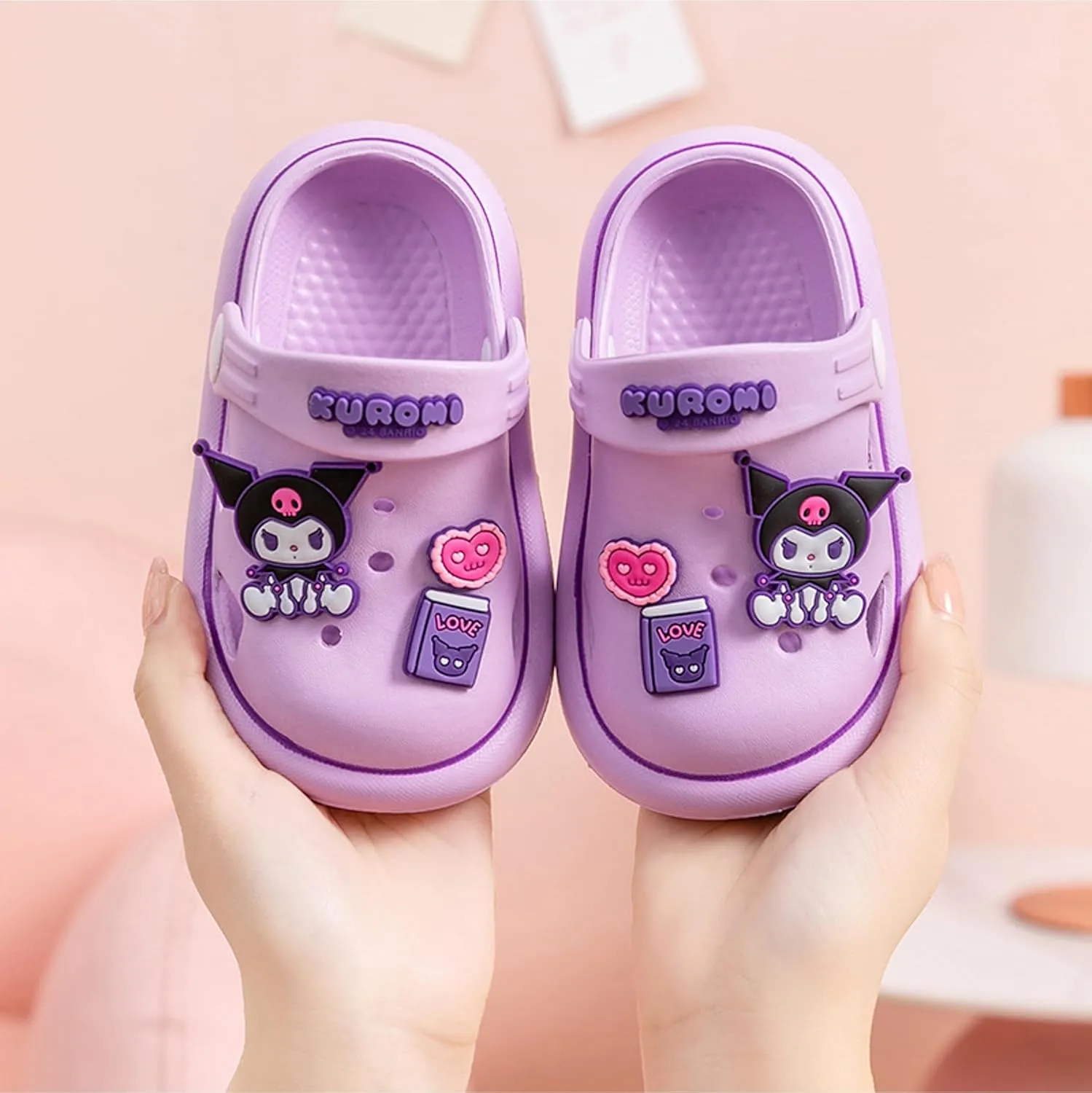 Kuromi & Heart Clogs Slip on Water Shoes Casual Summer for Girls Kids Children
