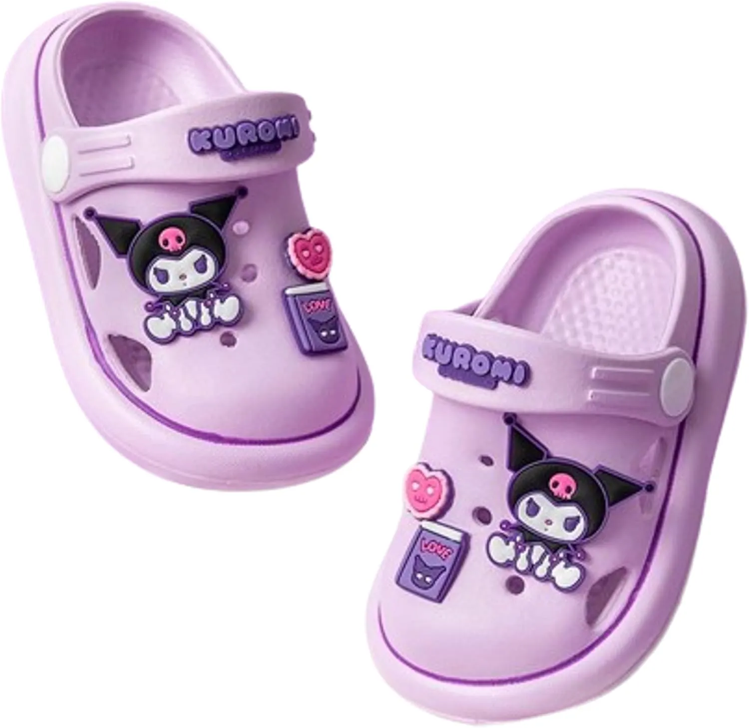 Kuromi & Heart Clogs Slip on Water Shoes Casual Summer for Girls Kids Children