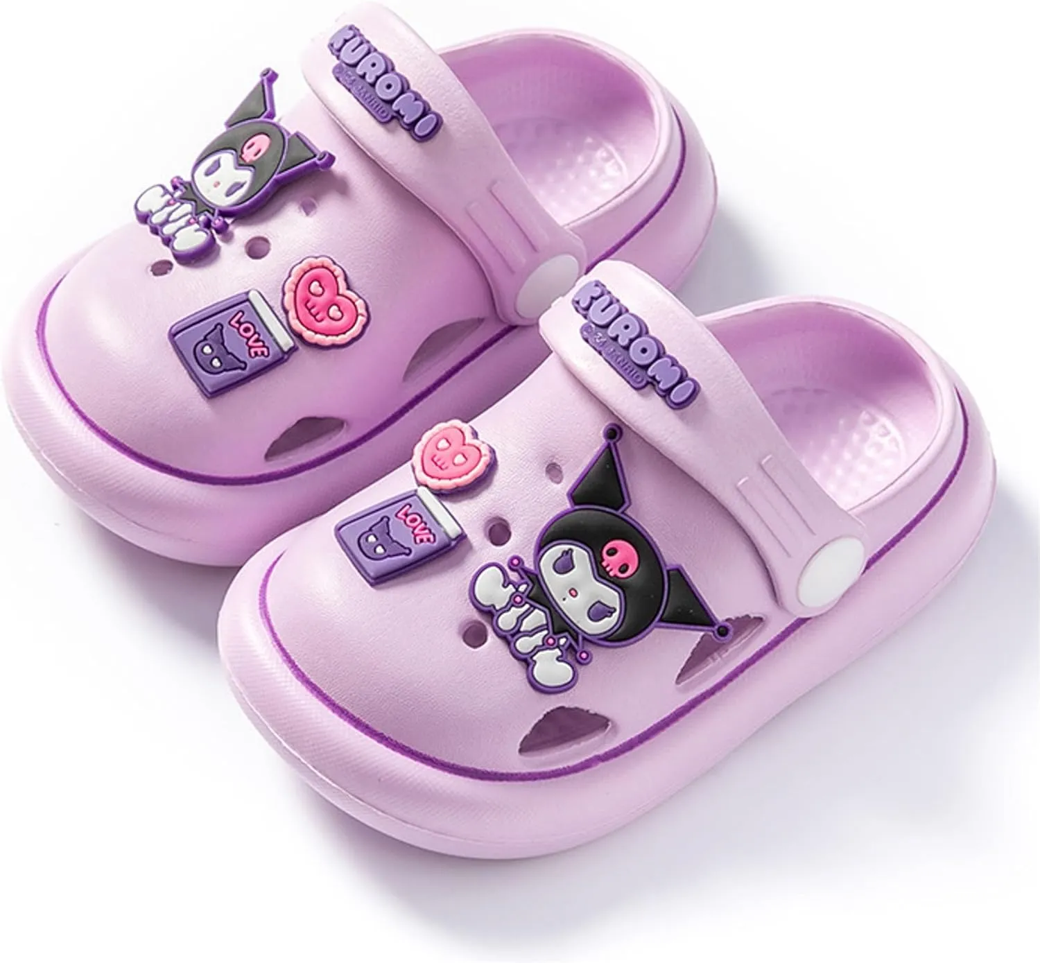 Kuromi & Heart Clogs Slip on Water Shoes Casual Summer for Girls Kids Children