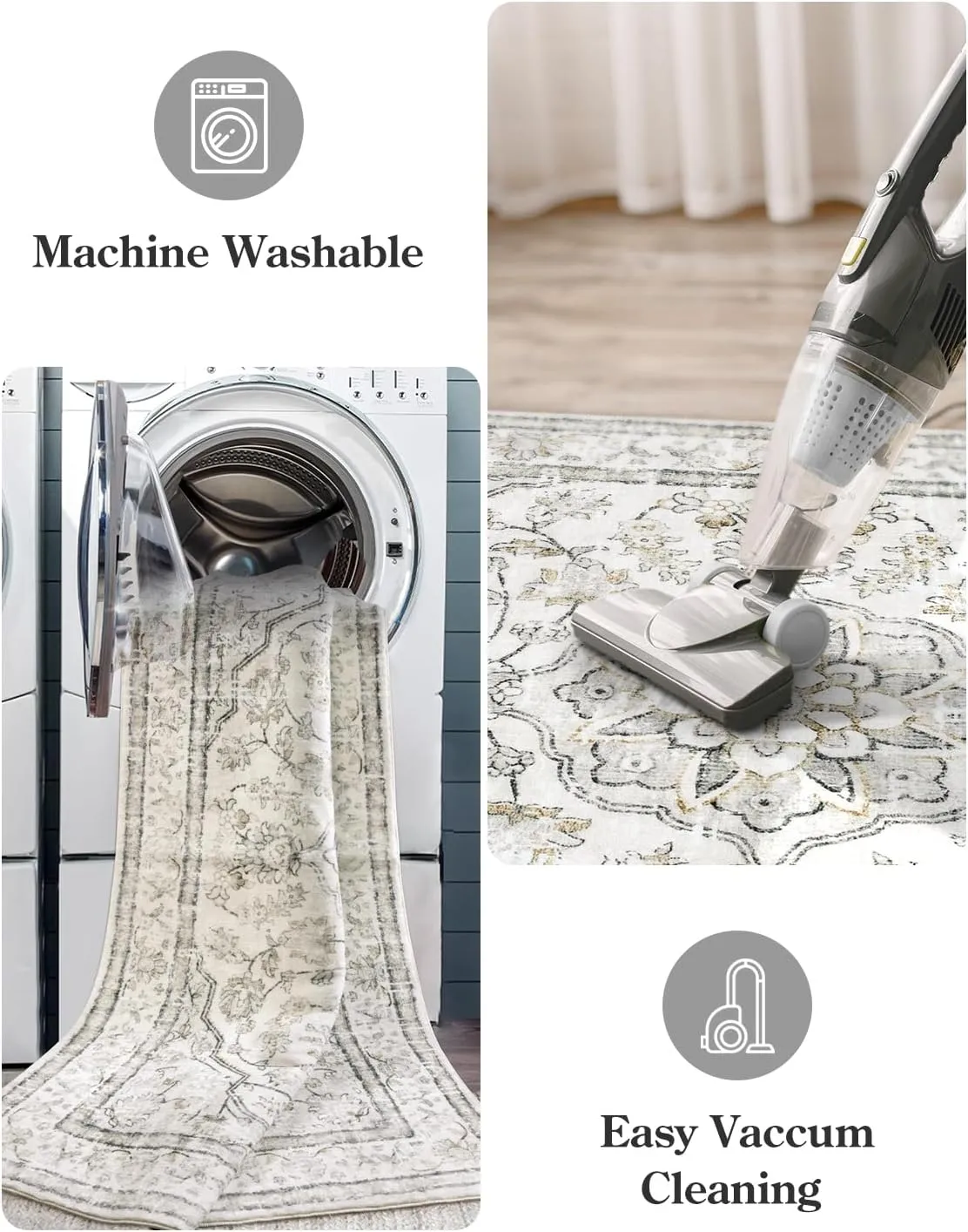 Lahome Oriental Washable Hallway Runner Rug,2.5x8 Boho Rug Runners for Hallways Non Slip,Runner Rug for Entryway Indoor,Traditional Thin Carpet Runner for Kitchen Laundry Bathroom,(8ft,Beige)