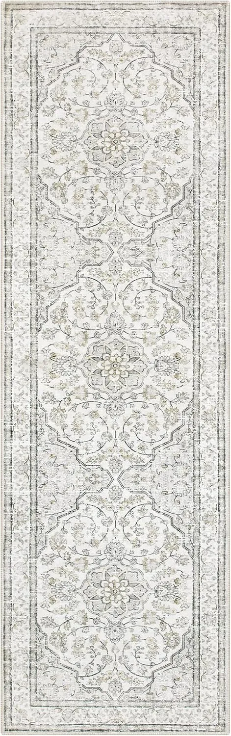 Lahome Oriental Washable Hallway Runner Rug,2.5x8 Boho Rug Runners for Hallways Non Slip,Runner Rug for Entryway Indoor,Traditional Thin Carpet Runner for Kitchen Laundry Bathroom,(8ft,Beige)
