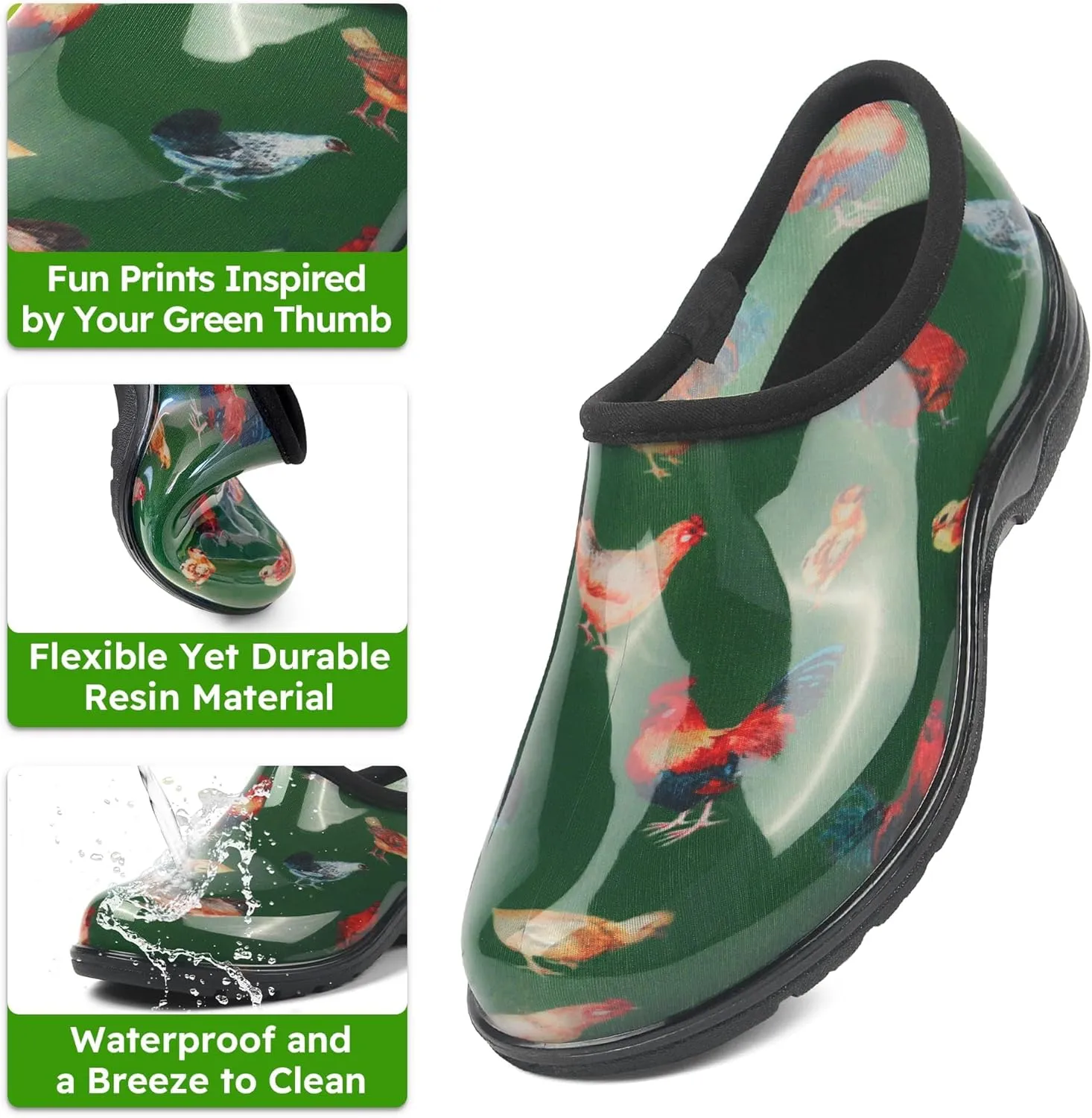 landchief Women's Garden Shoes Waterproof Garden Clogs for Women, Comfortable Slip-on Shoes with Cushioned Insole, Non-Slip Work Shoes for Women Outdoor, Gardening and Yard