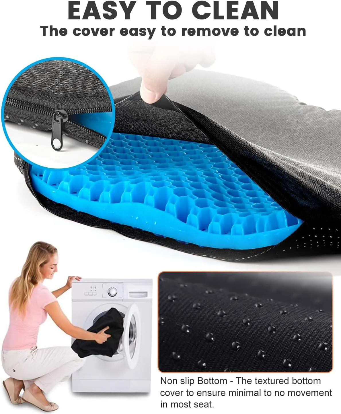 Large Kayak Seat Cushion, Anti-Slip Boat Cushion, Gel Seat Cushion, Waterproof Kayak Gel Seat Cushion, Coccyx Sciatica Pain Relief, Kayak Accessories for Fishing, Rowing Stadium Pad, Egg Seat Cushion