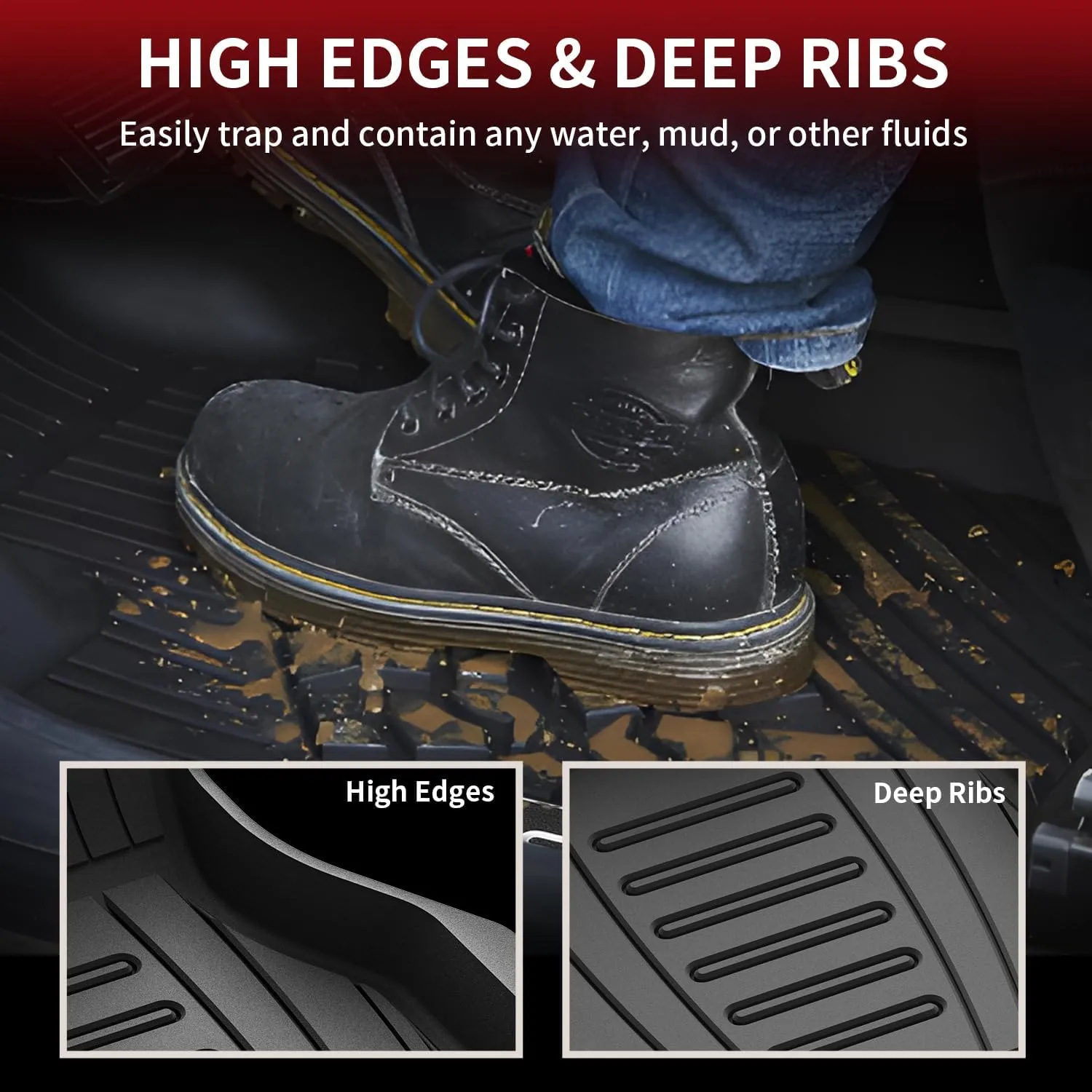 Lasfit Floor Mats Custom Fit for Audi Q5 SQ5 2018-2024 2025, All-Weather Protection TPE 1st & 2nd Row Car Liners for Audi Accsessories, Black Odor-Less Easy to Clean