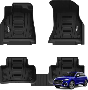 Lasfit Floor Mats Custom Fit for Audi Q5 SQ5 2018-2024 2025, All-Weather Protection TPE 1st & 2nd Row Car Liners for Audi Accsessories, Black Odor-Less Easy to Clean