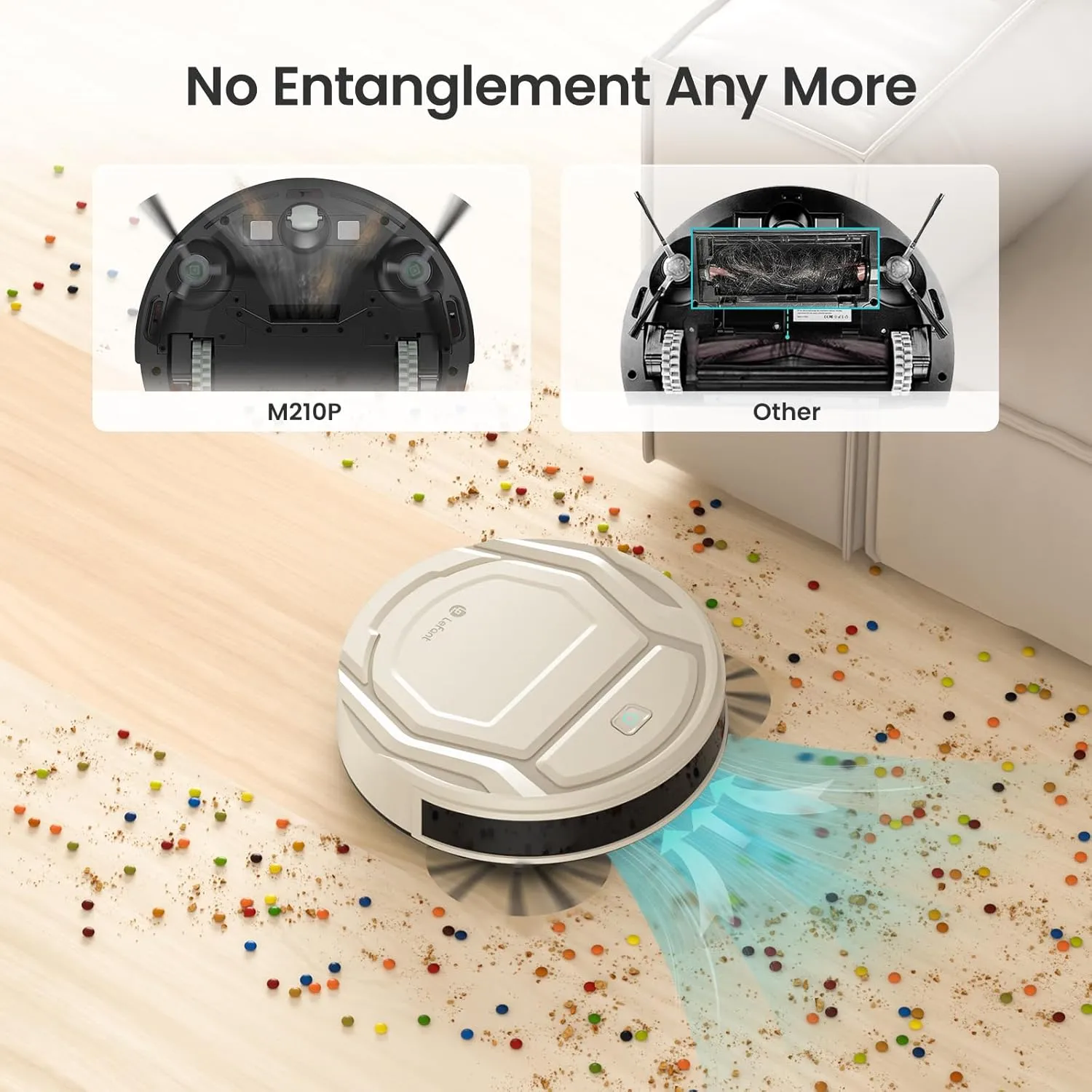 Lefant M210 Pro Robot Vacuum, Strong 2200Pa Suction, 120 Min Runtime, Super Slim Thin, Low Noise, Self-Charging, Wi-Fi/App/Alexa Control, Ideal for Pet Hair & Hard Floors
