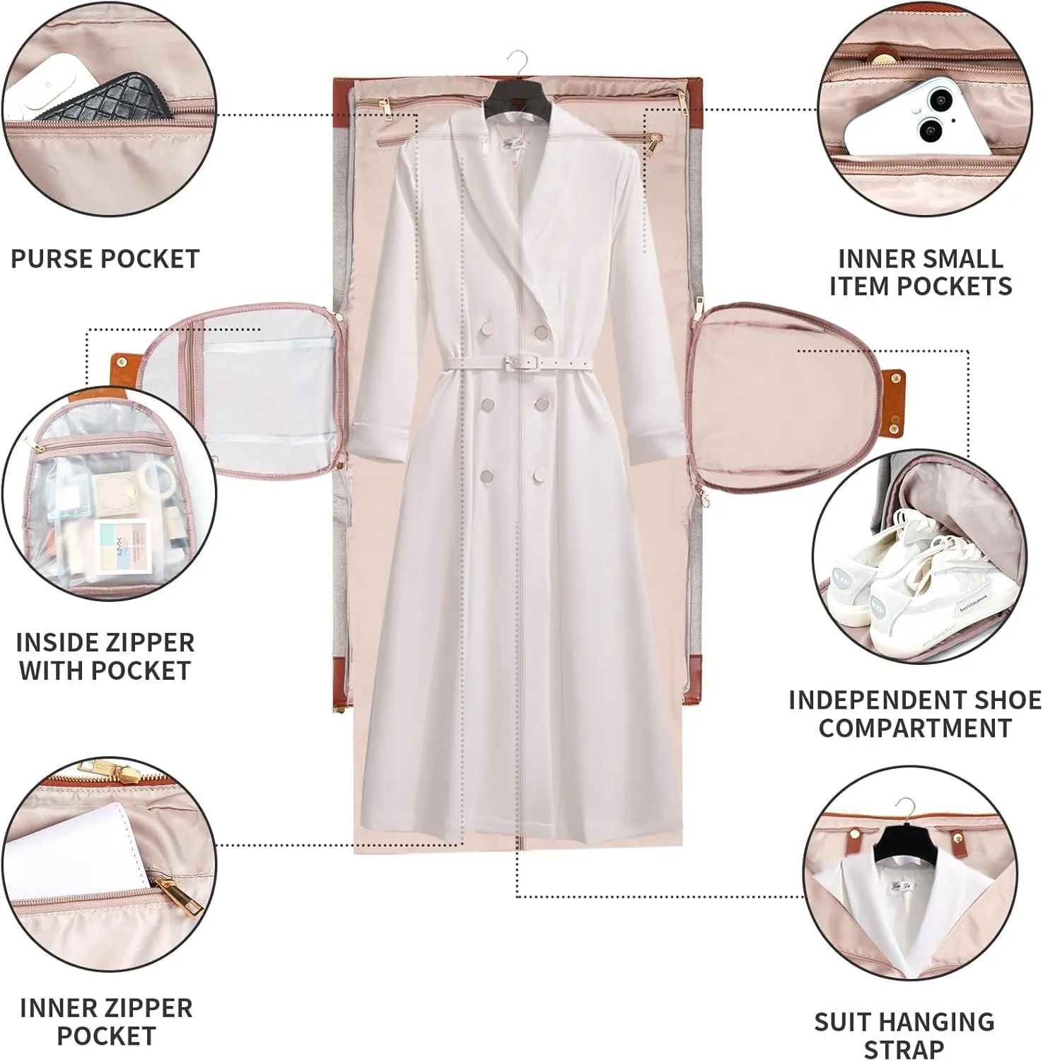LemoHome Garment Bags with Wheels,Carry On Duffel Bag for Travel,Garment Suitcase for Dress & Suit,Shoulder Strap and Shoes Compartment,Convertible Rolling Weekender Flight Bags for Women and Men