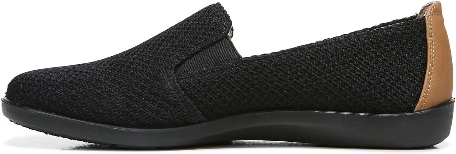Life Stride Womens Next Level Slip-On Sneaker, Black/Tan, 7.5 US
