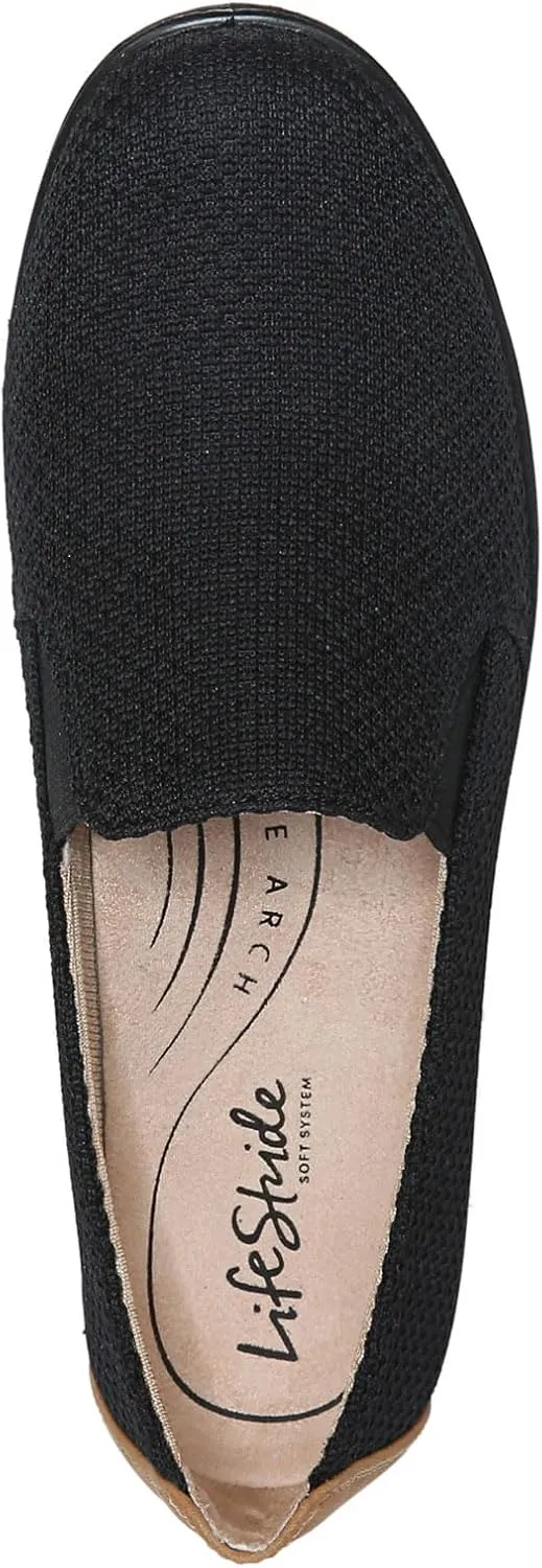 Life Stride Womens Next Level Slip-On Sneaker, Black/Tan, 7.5 US
