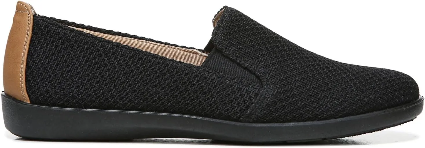Life Stride Womens Next Level Slip-On Sneaker, Black/Tan, 7.5 US