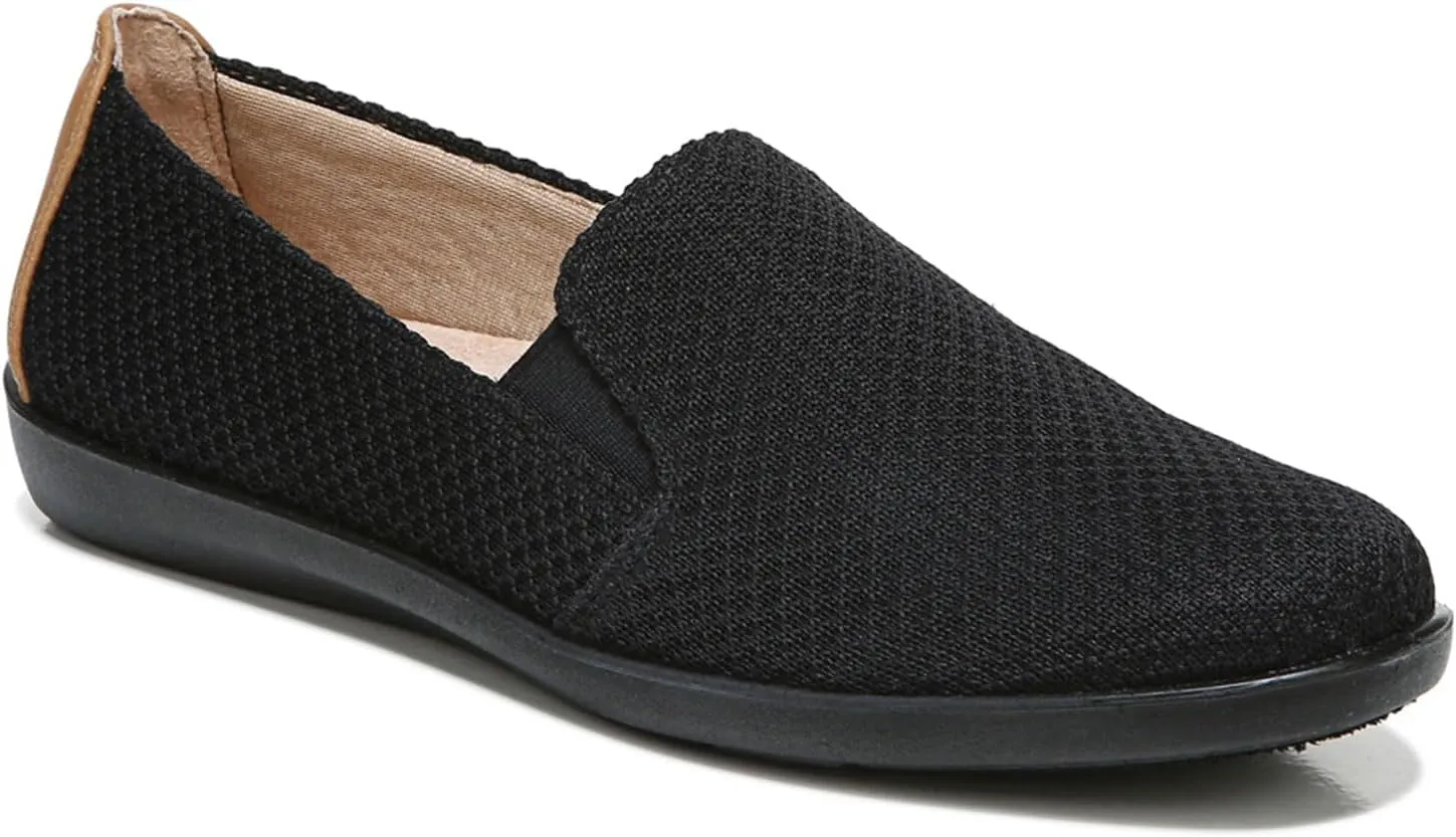 Life Stride Womens Next Level Slip-On Sneaker, Black/Tan, 7.5 US