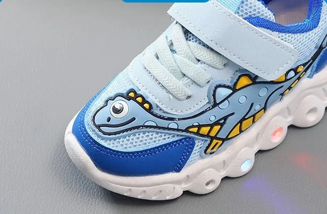 Light baby Shoe | Dinosaur Pattern Mesh Luminous Sole Chunky Baby Shoe