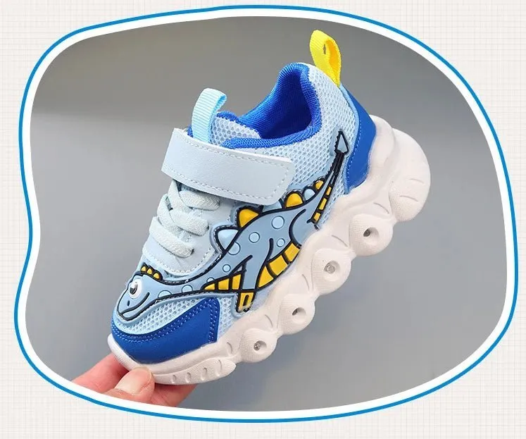 Light baby Shoe | Dinosaur Pattern Mesh Luminous Sole Chunky Baby Shoe
