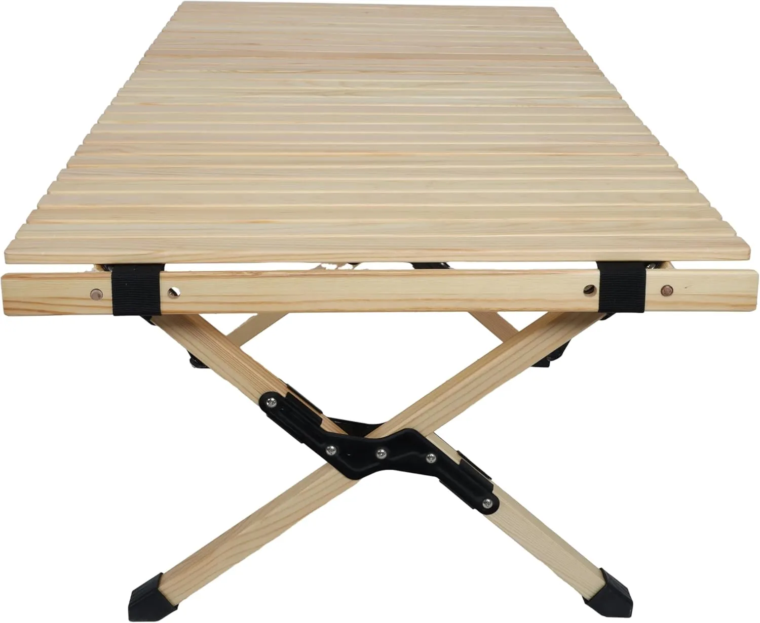 Lightweight Camping Table with Carry Bag – Roll-Up Outdoor Folding Table, Solid Wood Portable Table for Camping, Picnics, and Outdoor Activities (Natural Wood, Rectangular)