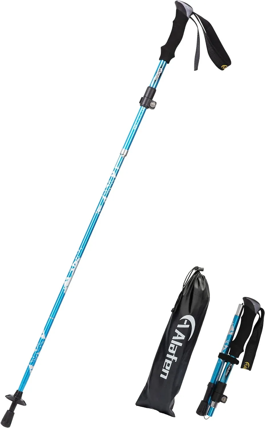 Lightweight Collapsible Trekking Pole - 7075 Aluminum Adjustable Walking Stick for Hiking & Travel, Foldable Quick-Lock Design, Single Pole for Adults & Seniors