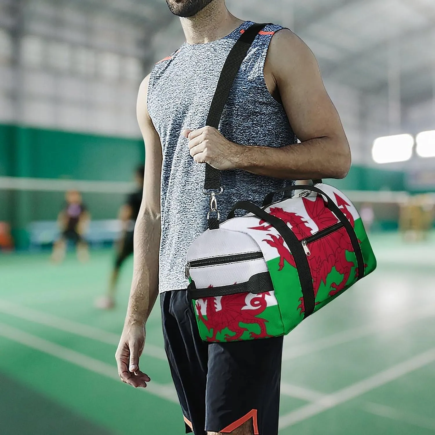 Lightweight Wales Flag Duffel Bag for Boys Girls with Shoe Compartment