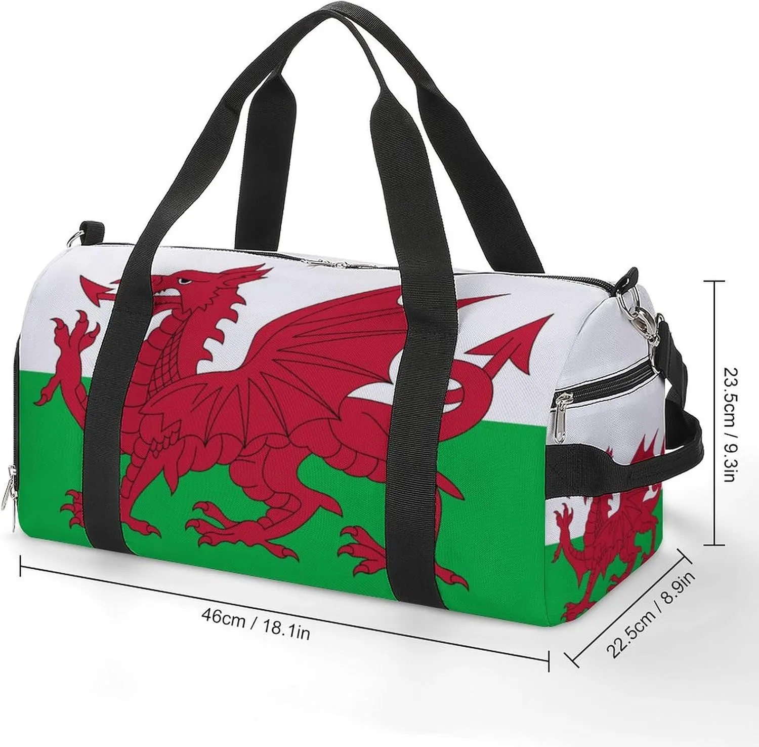 Lightweight Wales Flag Duffel Bag for Boys Girls with Shoe Compartment