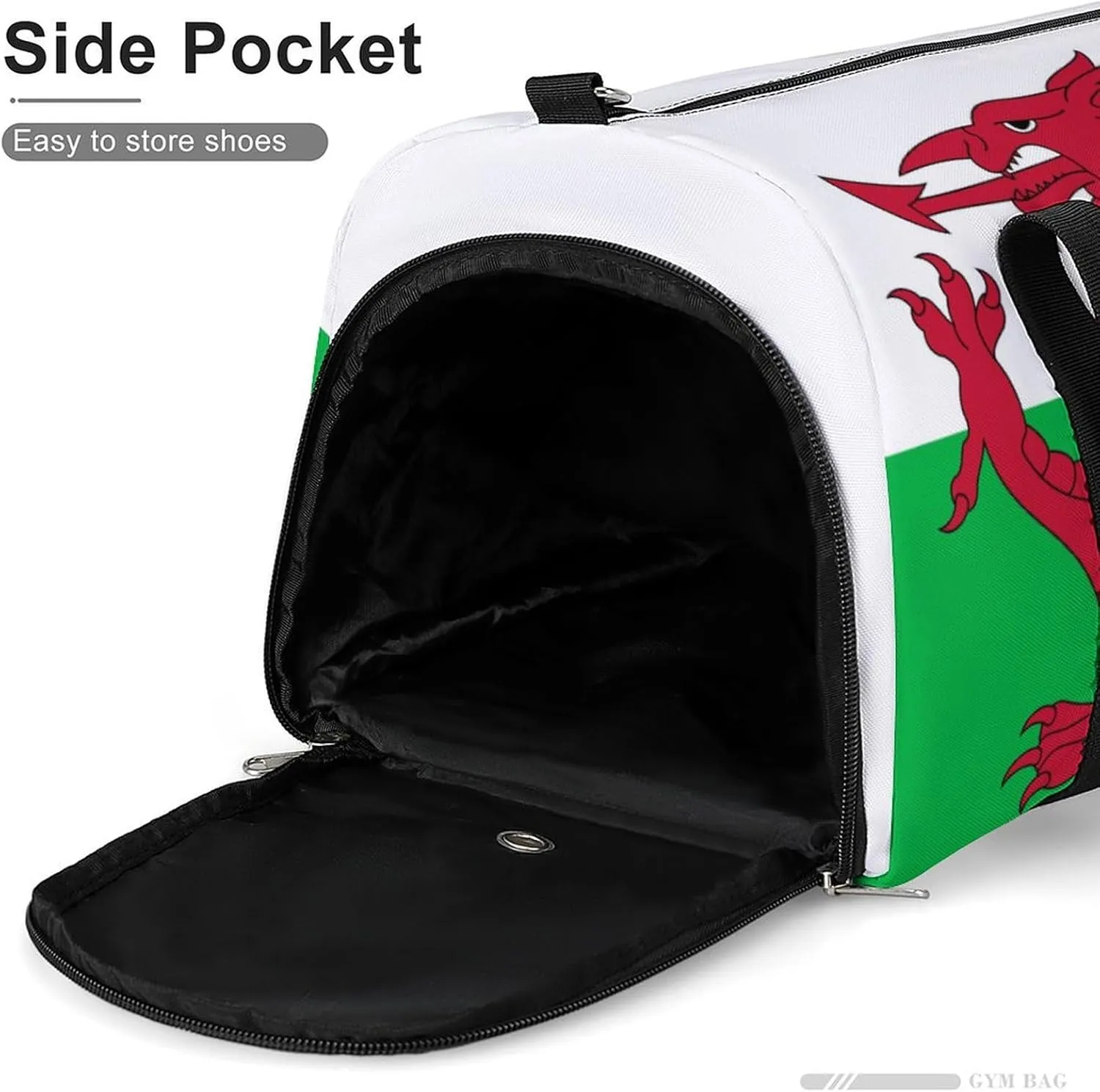 Lightweight Wales Flag Duffel Bag for Boys Girls with Shoe Compartment