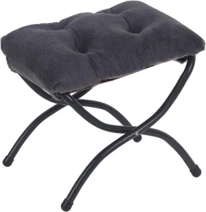 LITA Folding Upholstered Footrest Stool, Modern Small Portable Accent Ottoman with Detachable Thick Cotton Cushion Padded Sofa Stool with Metal Frame for Lazy Chair, Living Room & Bedroom
