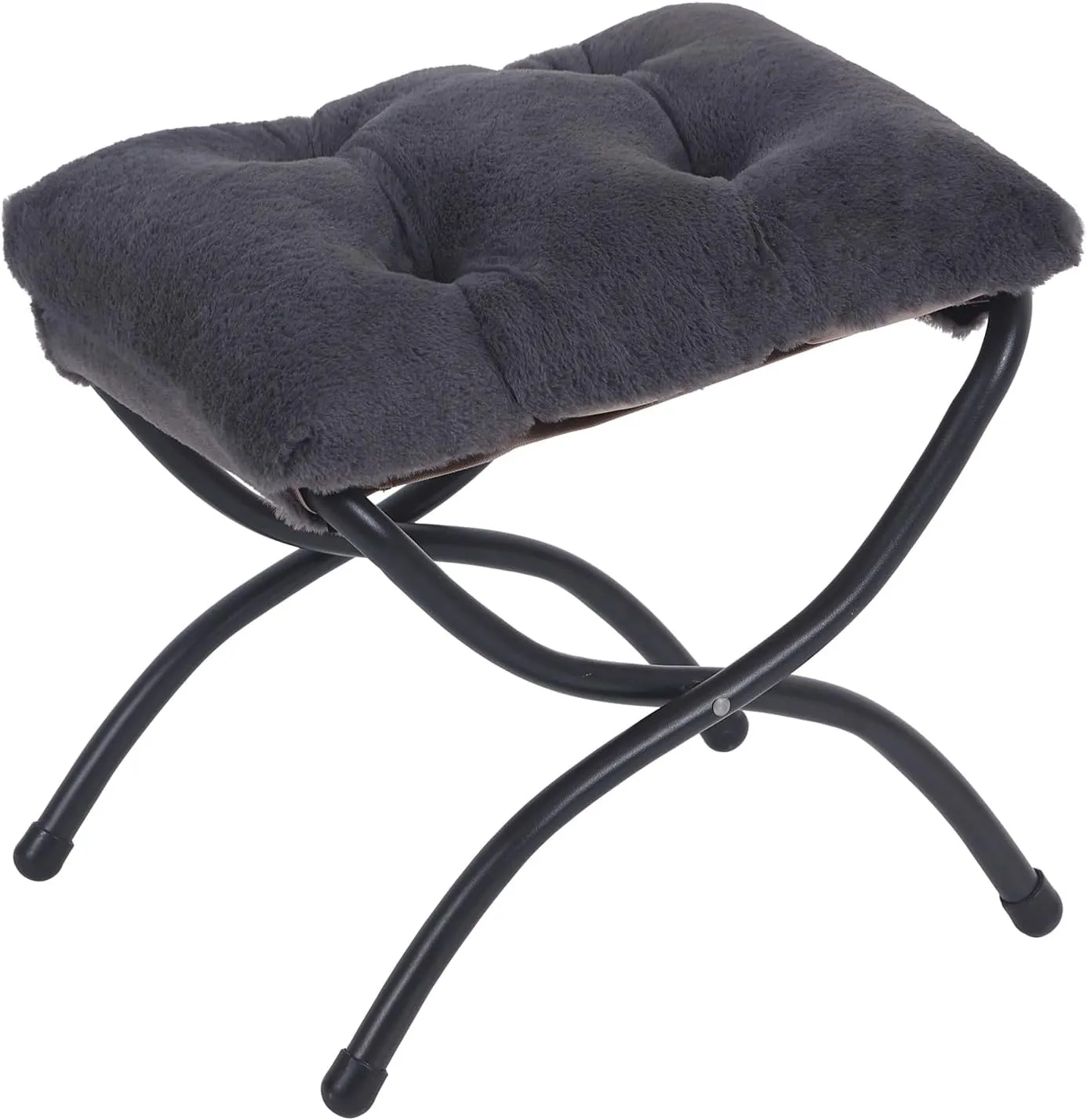 LITA Folding Upholstered Footrest Stool, Modern Small Portable Accent Ottoman with Detachable Thick Cotton Cushion Padded Sofa Stool with Metal Frame for Lazy Chair, Living Room & Bedroom