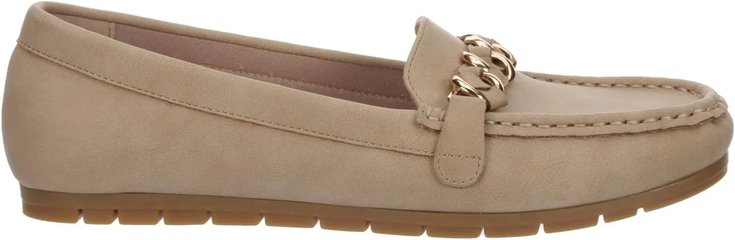 Lizbeth - Women's Slip-On Moc Toe Faux Leather Penny Loafer