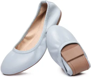 LM Women's Ballet Flats Round Toe Slip On Flats Shoes Casual Dress Shoes Foldable Portable Travel Ballet Flat