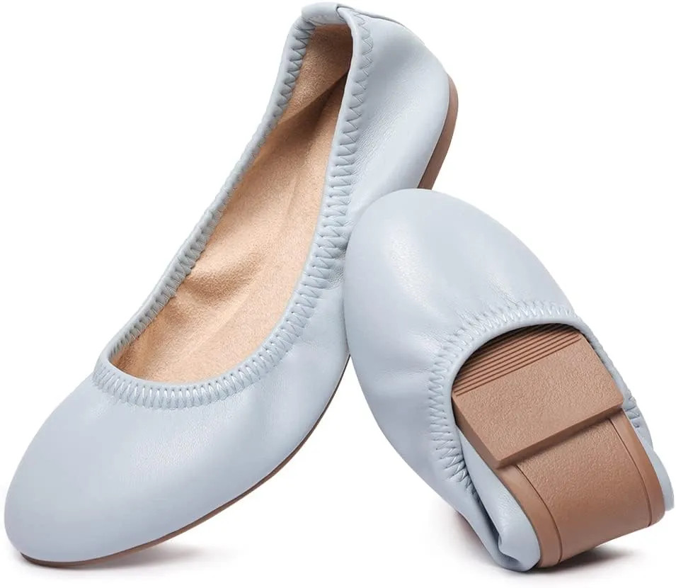 LM Women's Ballet Flats Round Toe Slip On Flats Shoes Casual Dress Shoes Foldable Portable Travel Ballet Flat