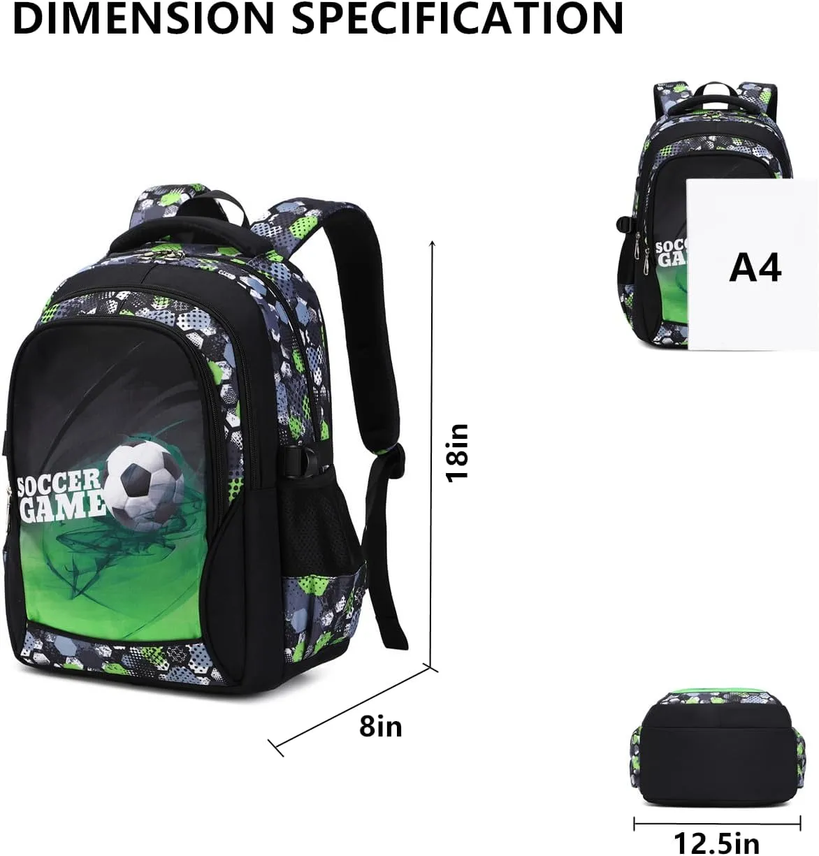 Lmwzh Backpack For Boys Elementary School Bags Kids Bookbag Waterproof Lightweight Durable Green （2023 Model）