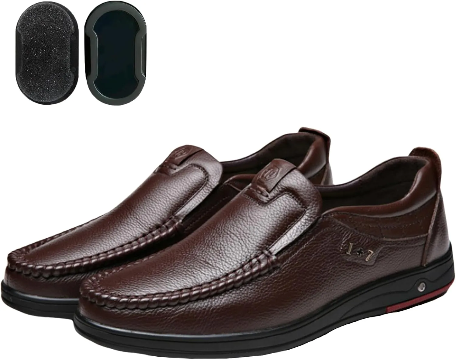 Loderin Mens Shoes Men's Business Arch Support Relaxed Fit Lightweight Breathable Cushioned Leather Slip-on Shoes