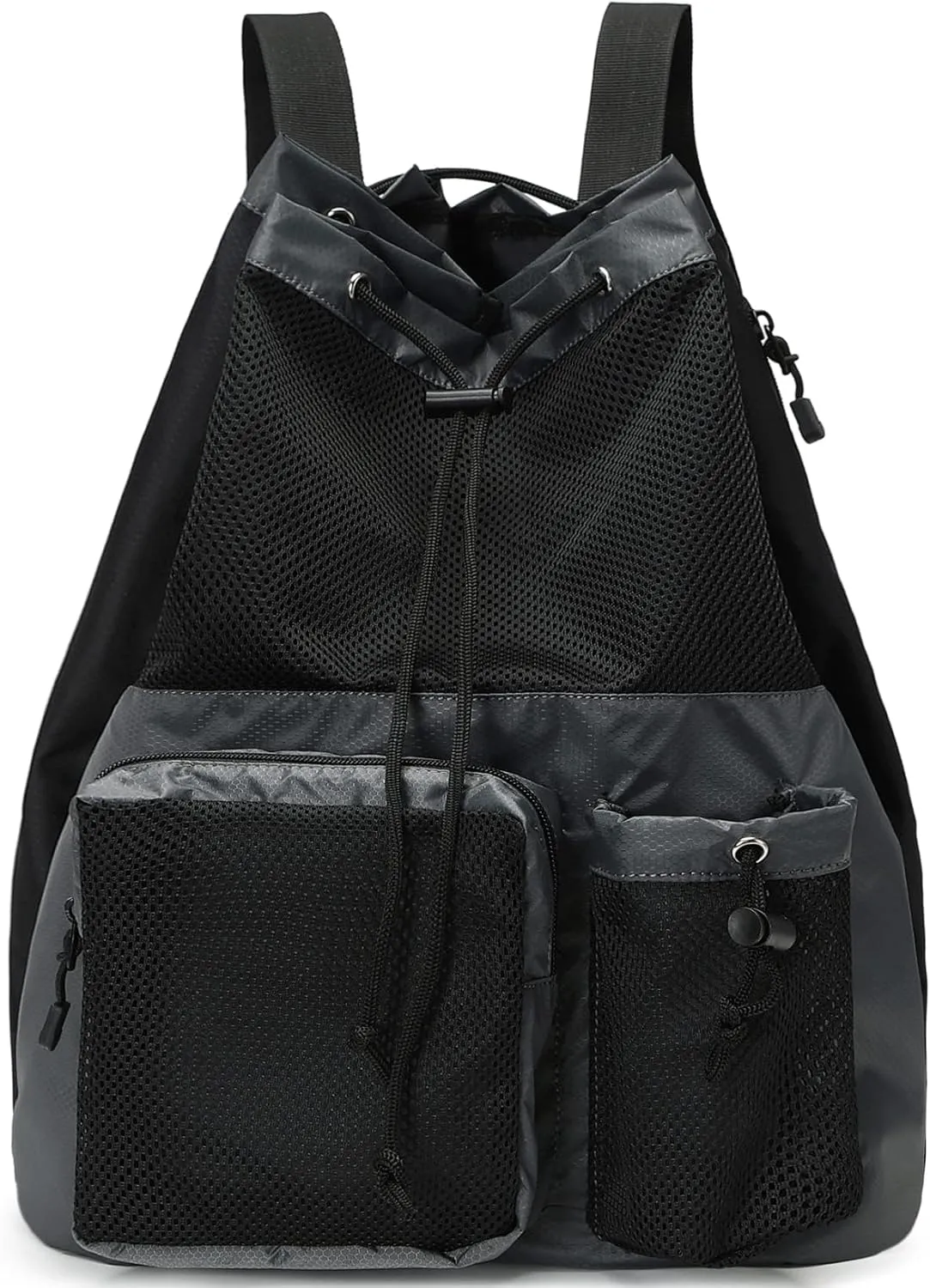 Lohol Large Mesh Drawstring Backpack with Shoe Bag, Durable Swimming String Sack with Handle for Sports Gym Yoga Beach Travel