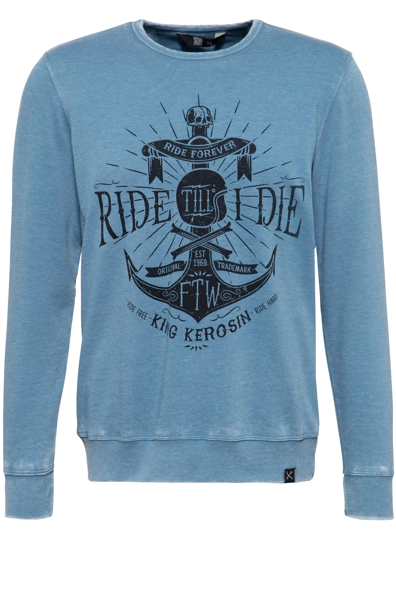 Longsleeve Shirt mit Frontprint und Enzymwash-Effekt «Anchor King»