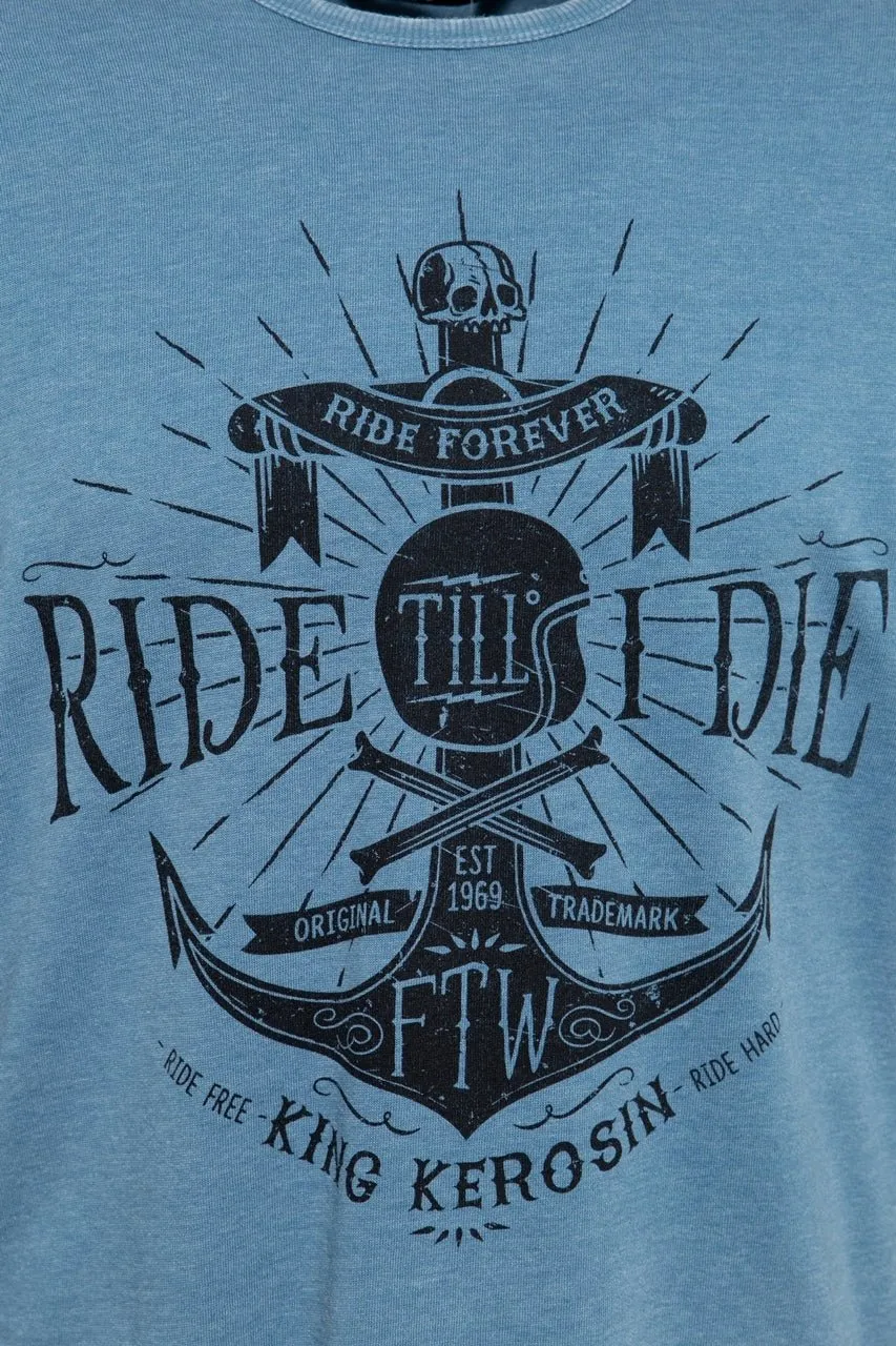 Longsleeve Shirt mit Frontprint und Enzymwash-Effekt «Anchor King»