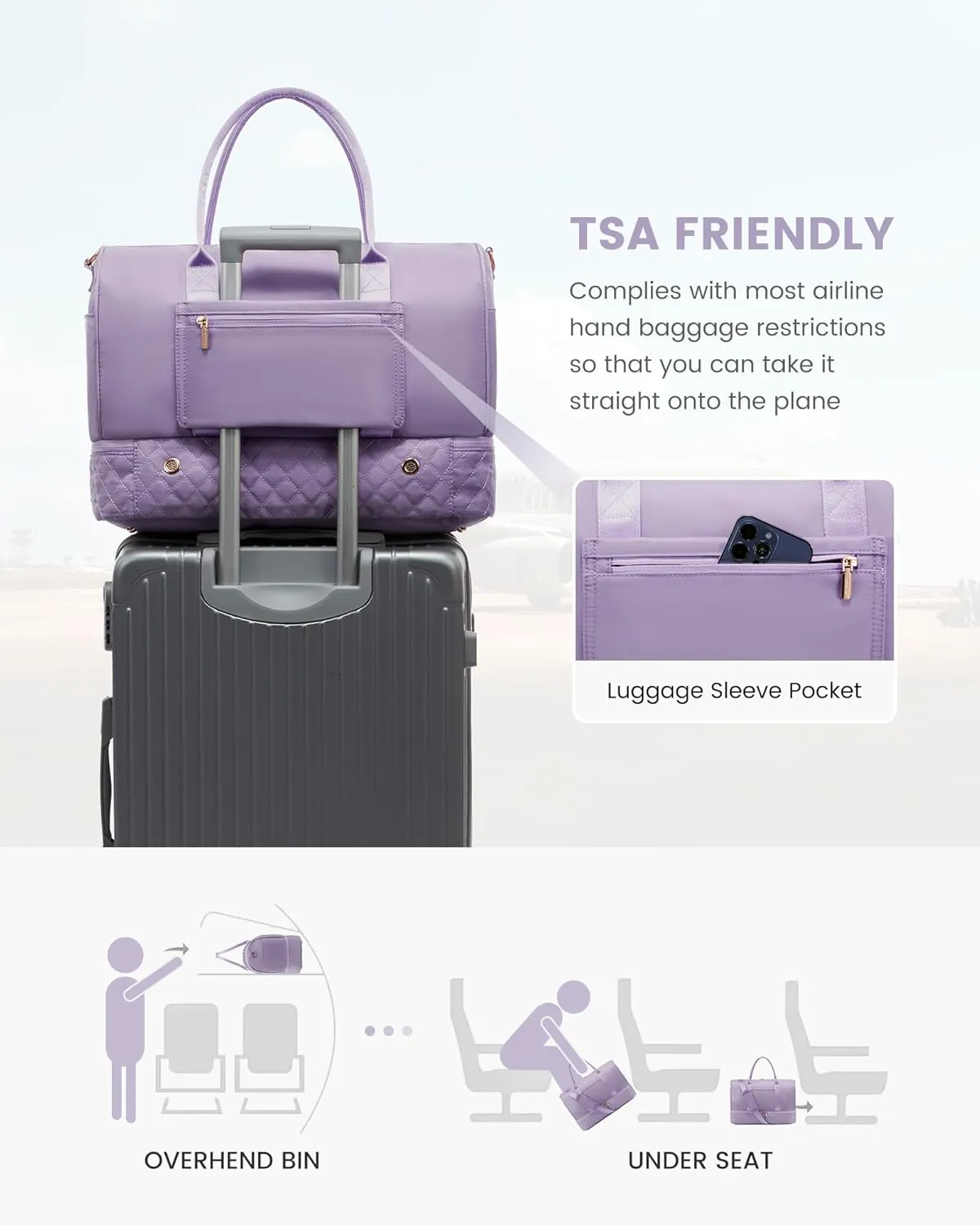 LOVEVOOK Travel Bag,Weekender Bag for Women Travel Duffle Bag with Shoe Compartment,Carry on Overnight Bag with Wet Pocket,Gym Yoga Duffel Bag,Hospital Bags for Labor and Delivery,3 Pcs Set