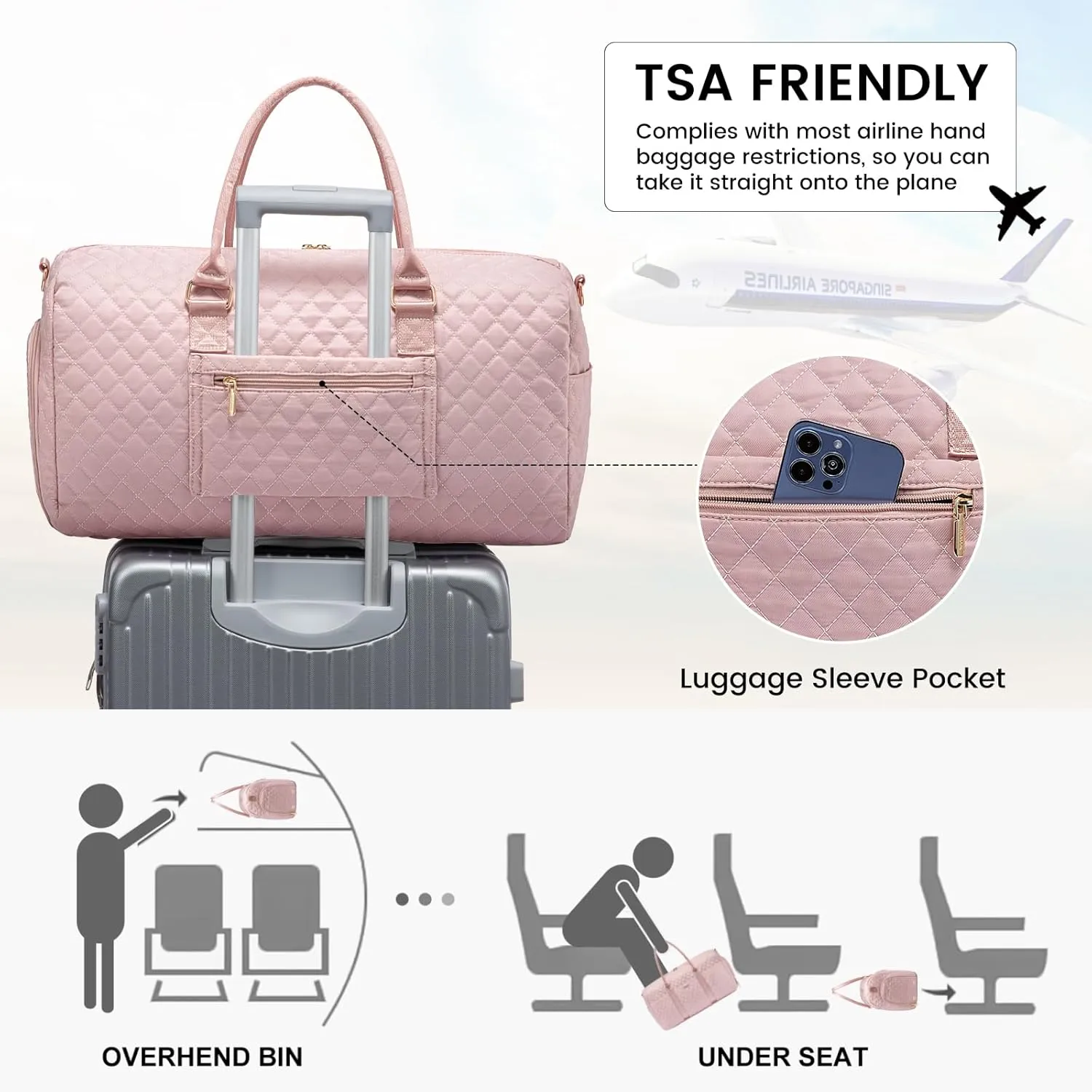 LOVEVOOK Travel Duffle Bag,Carry on Overnight Bag with Shoe Compartment,Weekender Bags for Women with Toiletry Bag,Gym Duffel Bag with Wet Pocket,Hospital Bags for Labor and Delivery