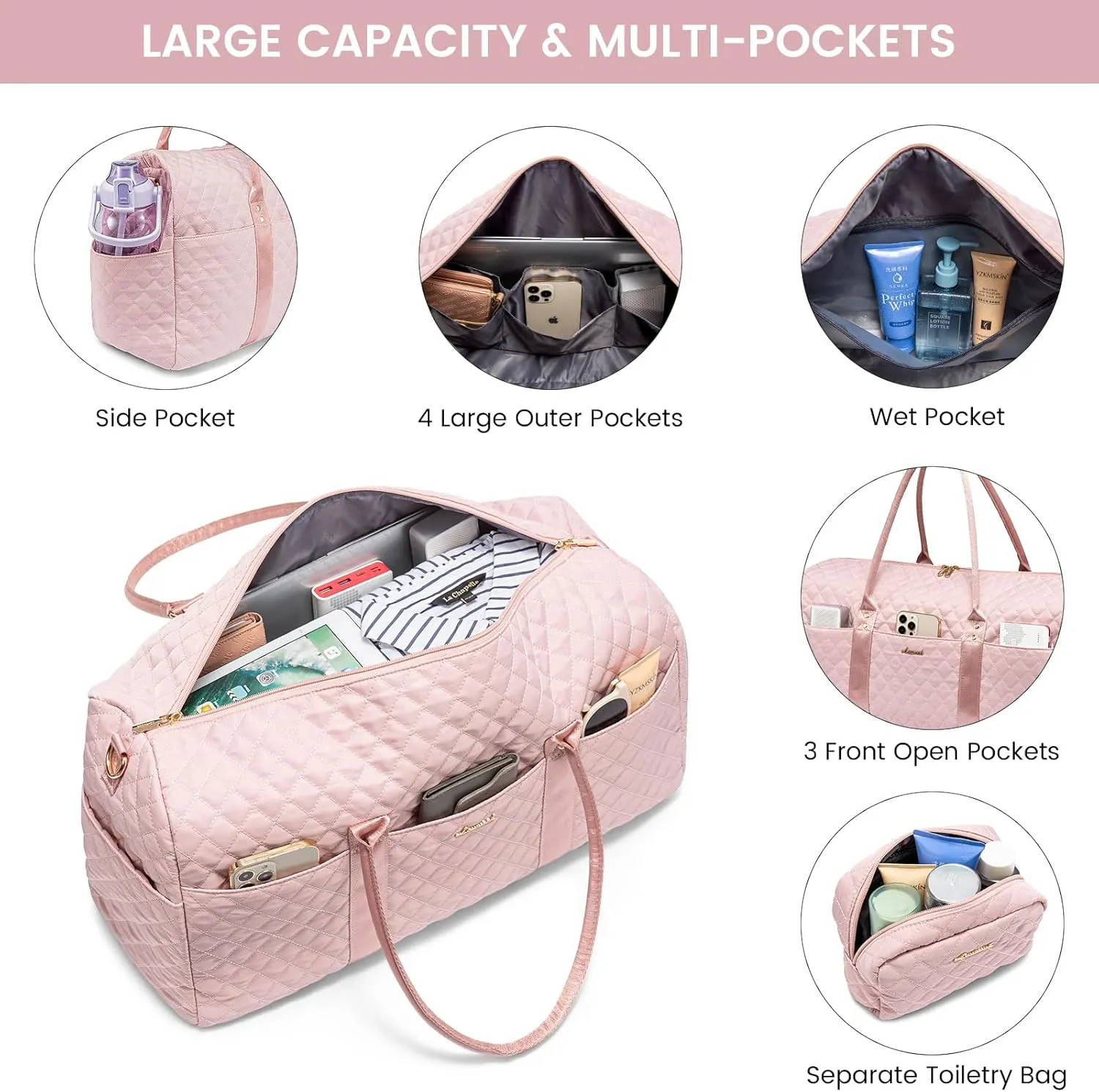 LOVEVOOK Travel Duffle Bag,Carry on Overnight Bag with Shoe Compartment,Weekender Bags for Women with Toiletry Bag,Gym Duffel Bag with Wet Pocket,Hospital Bags for Labor and Delivery